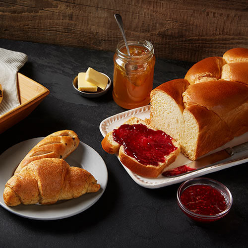 brioche bread and croissant - breakfast