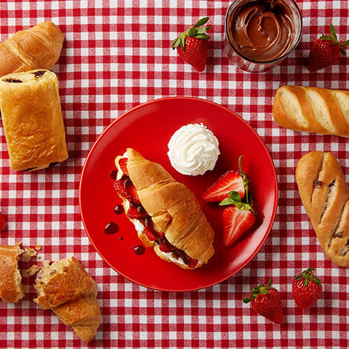 Table with french style bakery